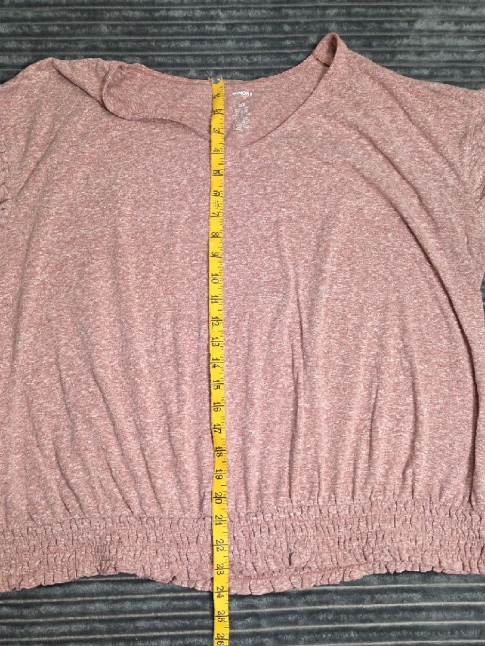 Sonoma Dusty Rose Flutter Sleeve Smocked-Hem Tee - Picture 4 of 7